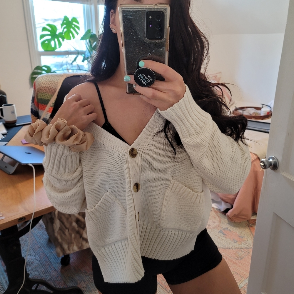A New Day Soft White Oversized Cardigan